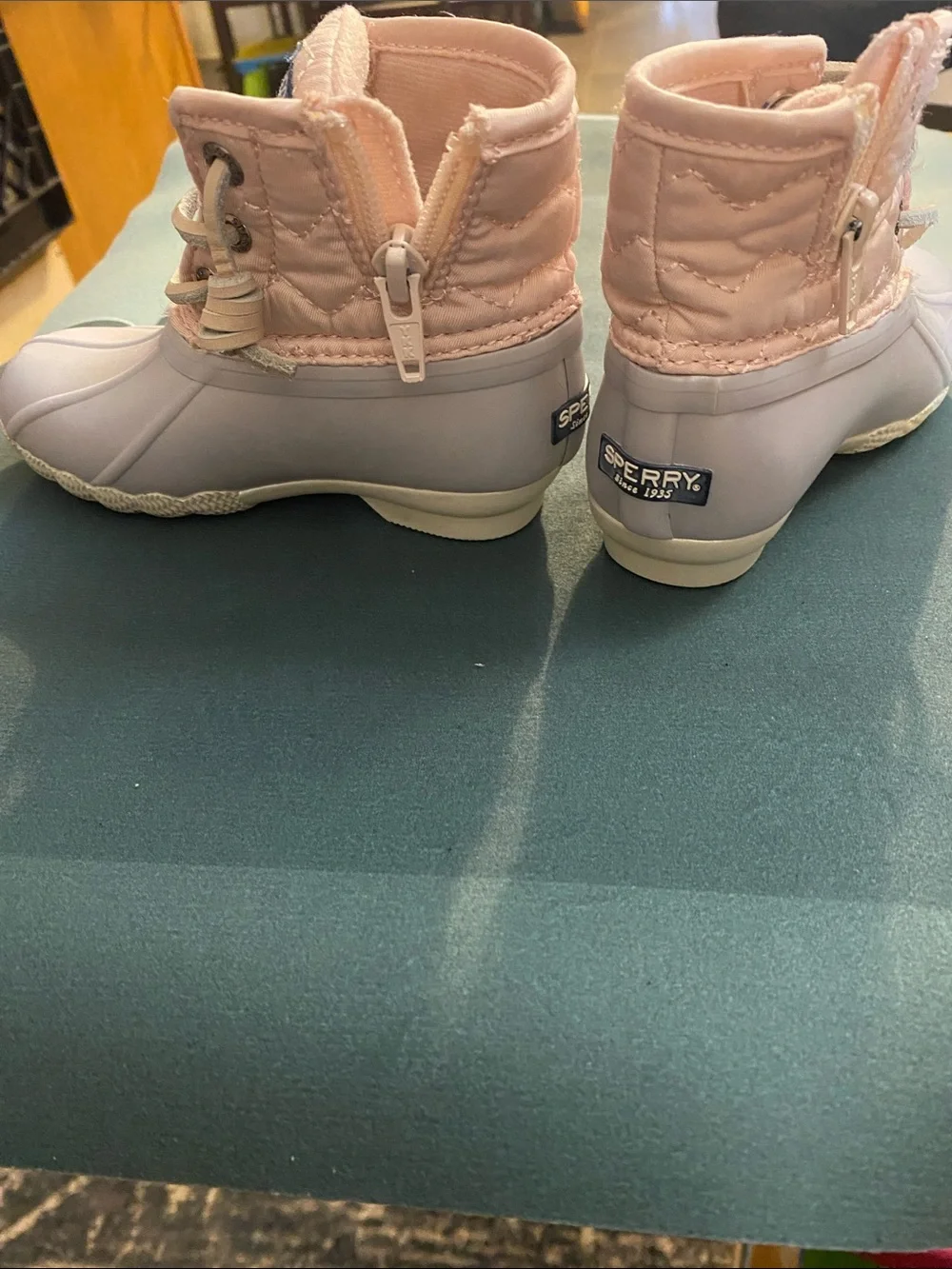Sperry Kids Pink and Light Gray Duck Boots